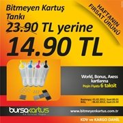 Şeffaf Bitmeyen Kartuş Sistemi; 06.02.2012 'ye kadar sadece 14.90 TL. Kargo ve KDV dahil.