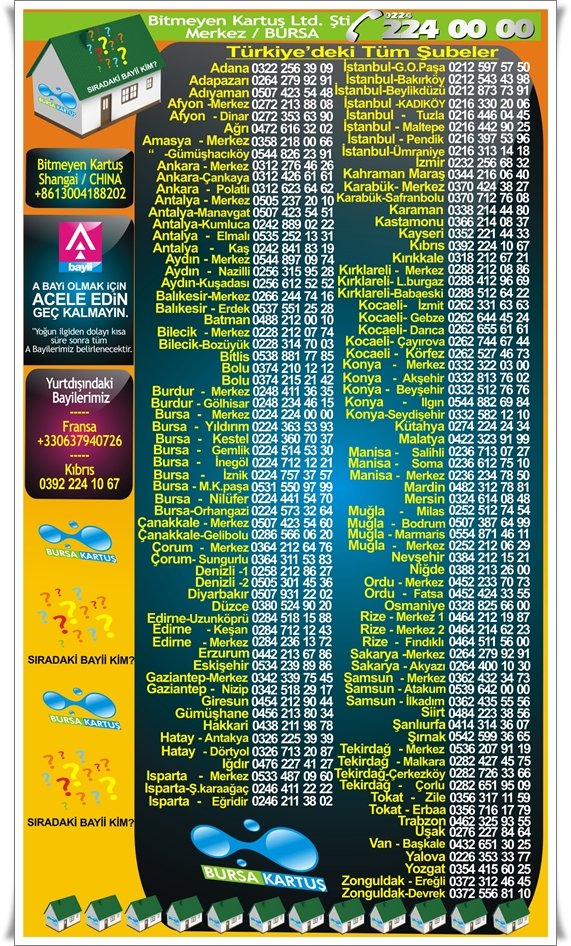 1204 bayi ve 135 Ana bayimizden size en yakını için TIKLAYIN..