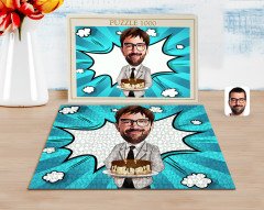 Kişiye Özel Erkek Doğum Günü Karikatürlü 1000 Parça Profesyonel Puzzle-4