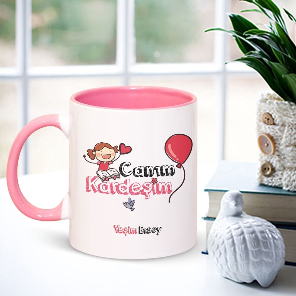 Kişiye Özel Canım Kardeşim Pembe Kupa Bardak