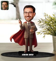 BK Gift Kişiye Özel Erkek Öğretmen Tasarımlı Karikatür Biblo -12, Öğretmene Hediye, Öğretmenler Günü Hediyesi