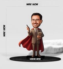 BK Gift Kişiye Özel Erkek Öğretmen Tasarımlı Karikatür Biblo -12, Öğretmene Hediye, Öğretmenler Günü Hediyesi