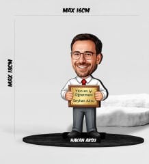 BK Gift Kişiye Özel Erkek Öğretmen Tasarımlı Karikatür Biblo -20, Öğretmene Hediye, Öğretmenler Günü Hediyesi