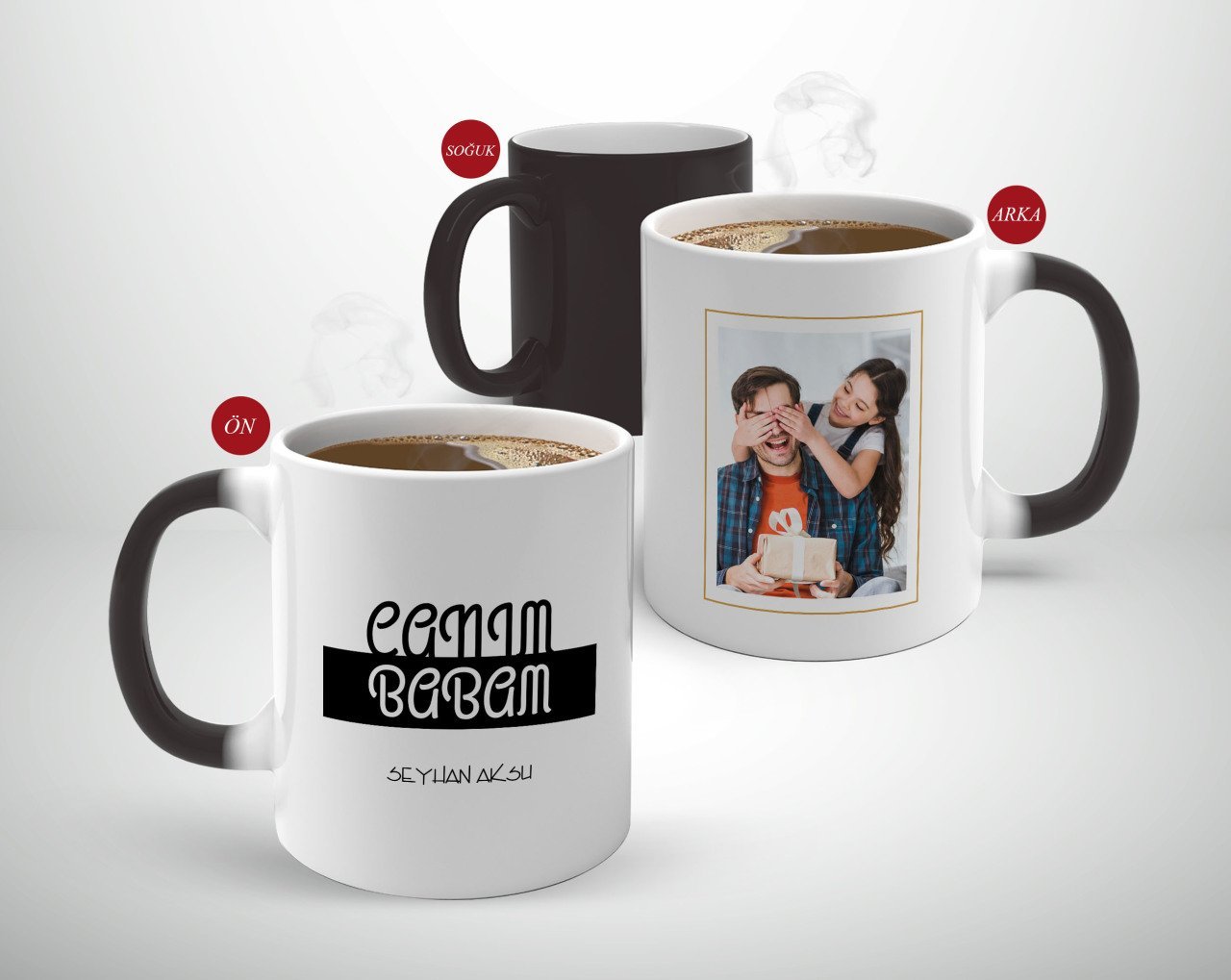 Kişiye Özel Babalar Günü Hediyesi Fotoğraflı Sihirli Kupa Bardak-37