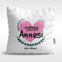 Kişiye Özel Dünyanın En İyi Annesi Tasarımlı Beyaz Saten Yastık - 11