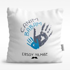 Kişiye Özel Canım Babam Tasarımlı Beyaz Saten Yastık - 1