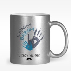 Kişiye Özel Canım Babam Tasarımlı Gümüş Yaldızlı Kupa Bardak - 1