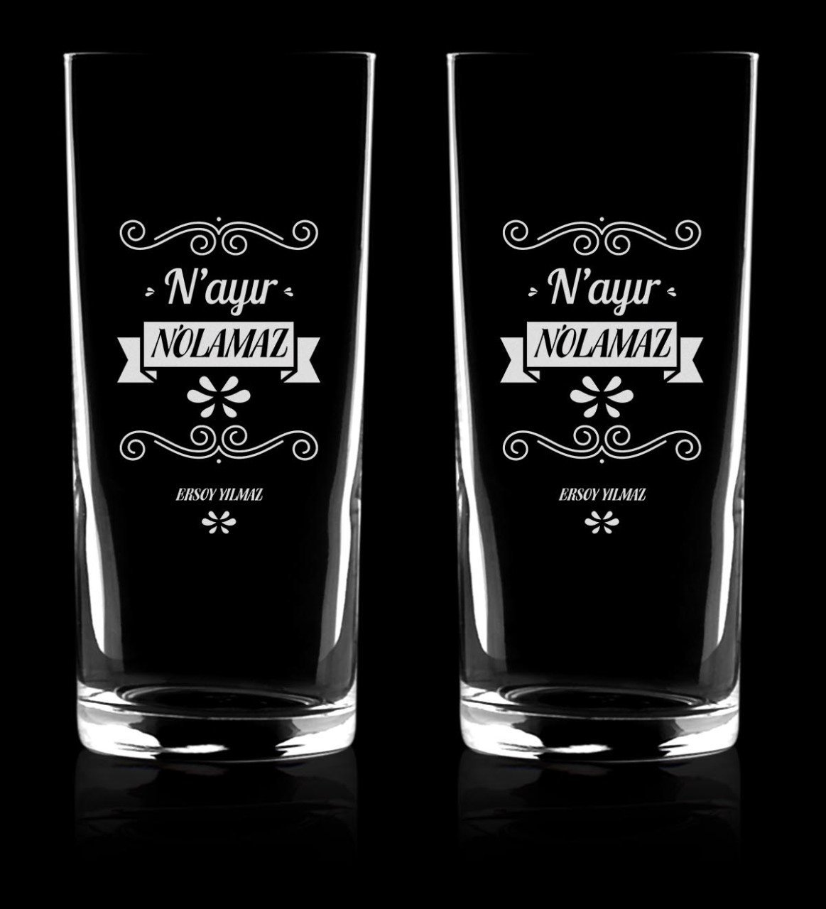 Kişiye Özel İkili Yeşilçam Klasikleri Nayır Nolamaz Rakı Bardağı Seti - 1
