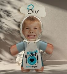 BK Gift Kişiye Özel Fotoğraflı Erkek Çocuk Chef Bebek Yastık-2