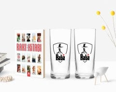 BK Home Renkli Baskılı Godfather Baba Tasarımlı İkili Rakı Bardağı ve Rakı Cep Kitabı Hediye Seti-15