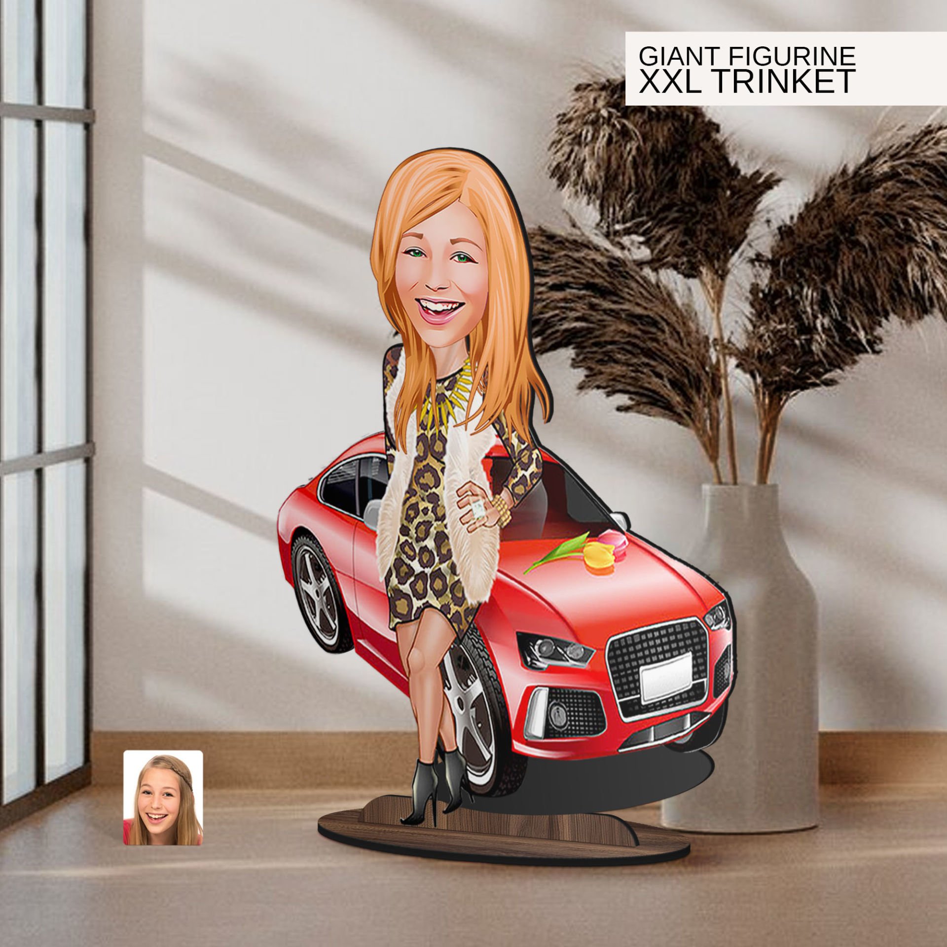 BK Gift Kişiye Özel Boss Anne Karikatürlü Büyük Boy Ahşap Biblo-2 Arkadaşa Hediye , Sevgiliye Hediye, Kişiye Özel Biblolar