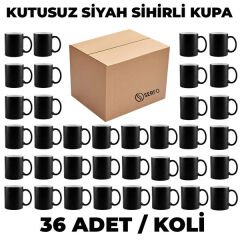 Kutusuz 1 Koli Sublimasyon Porselen Siyah Kupa (36 adet)