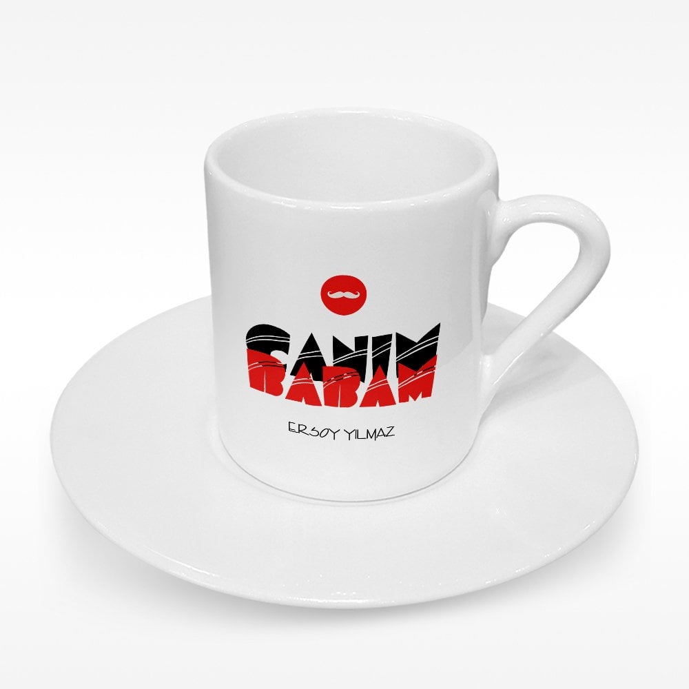 Kişiye Özel Canım Babam Tasarımlı Türk Kahvesi Fincanı - 4