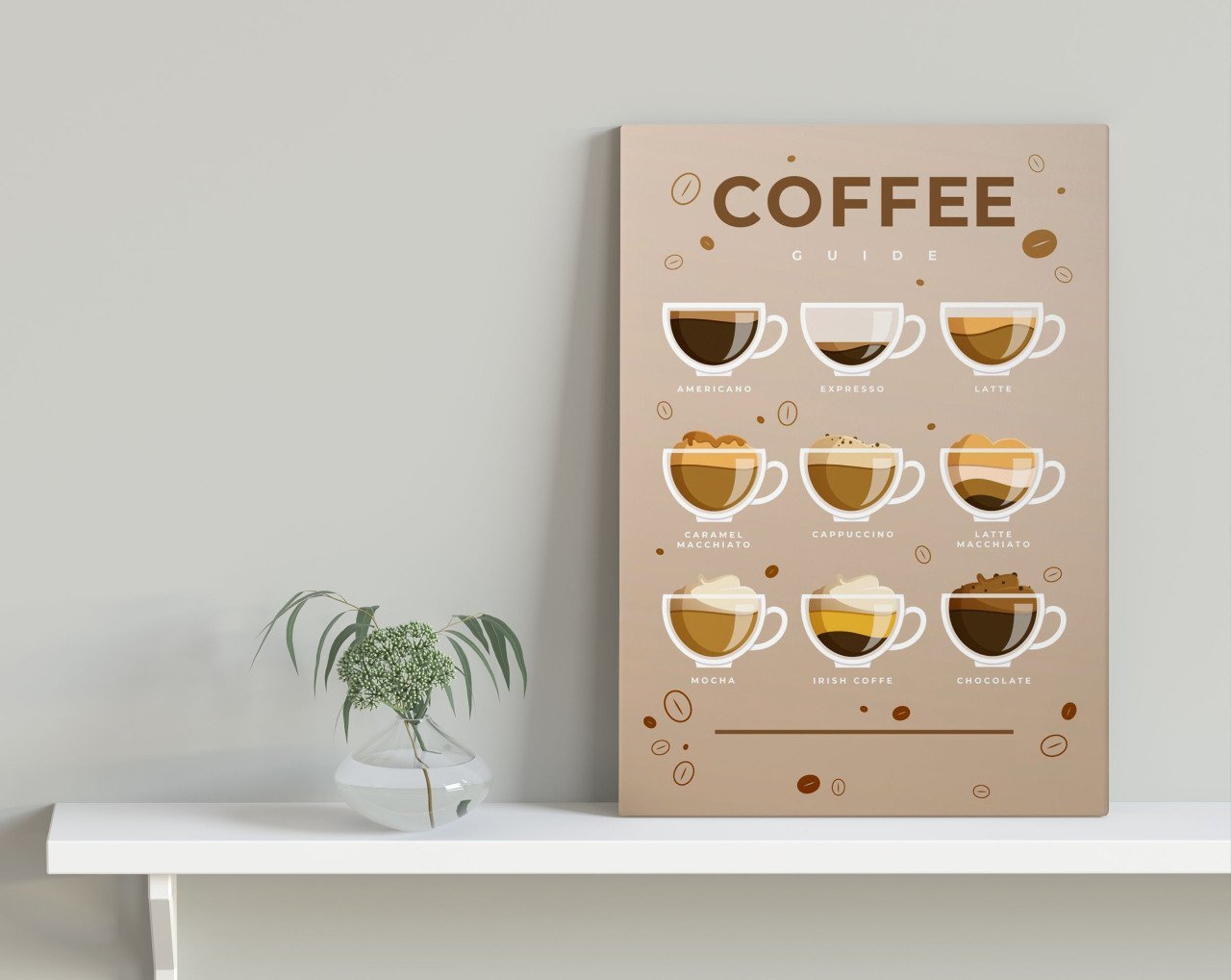 BK Home Coffee Tasarımlı Kanvas Tablo 30x50cm-13
