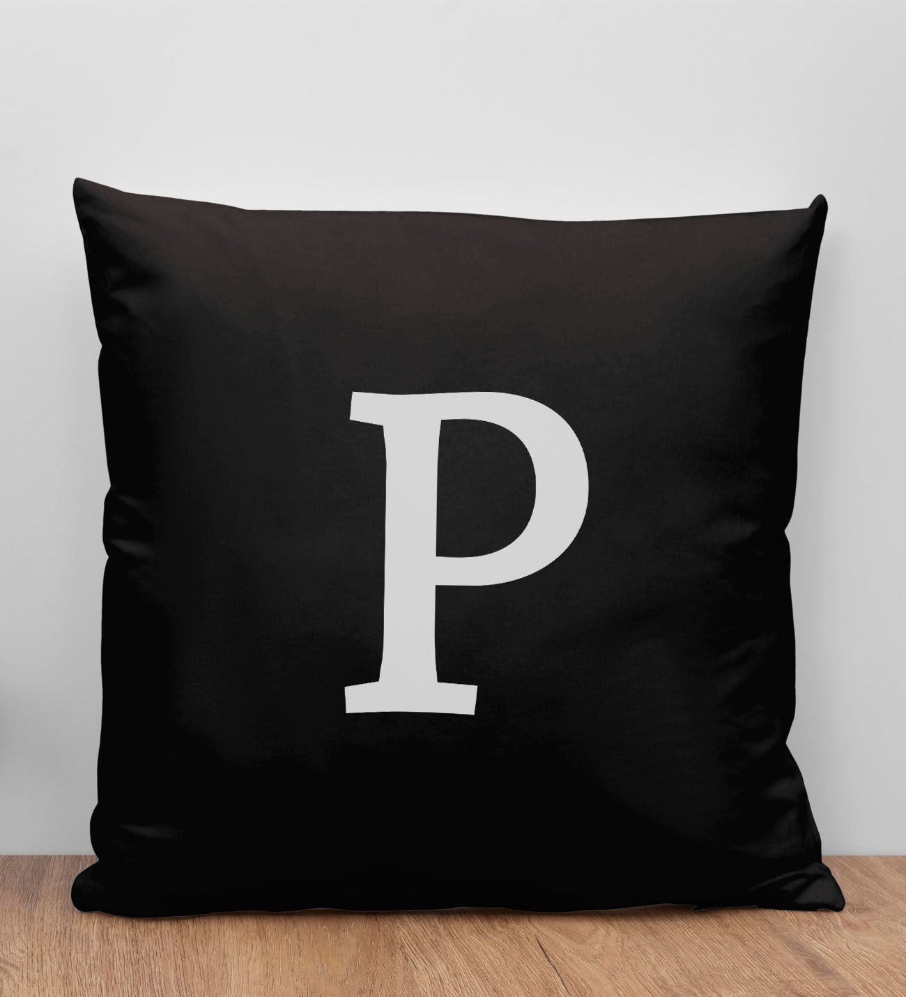 BK Gift Kişiye Özel Harfli Premium Kumaş Siyah Yastık Kılıfı-6 (SADECE YASTIK KILIFI), Ev Dekorasyonu
