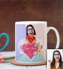 Kişiye Özel Anneler Günü Temalı Karikatürlü Beyaz Kupa Bardak B8