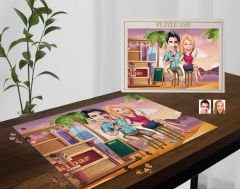 BK Gift Kişiye Özel Sevgililer Karikatürlü 1000 Parça Profesyonel Puzzle-19