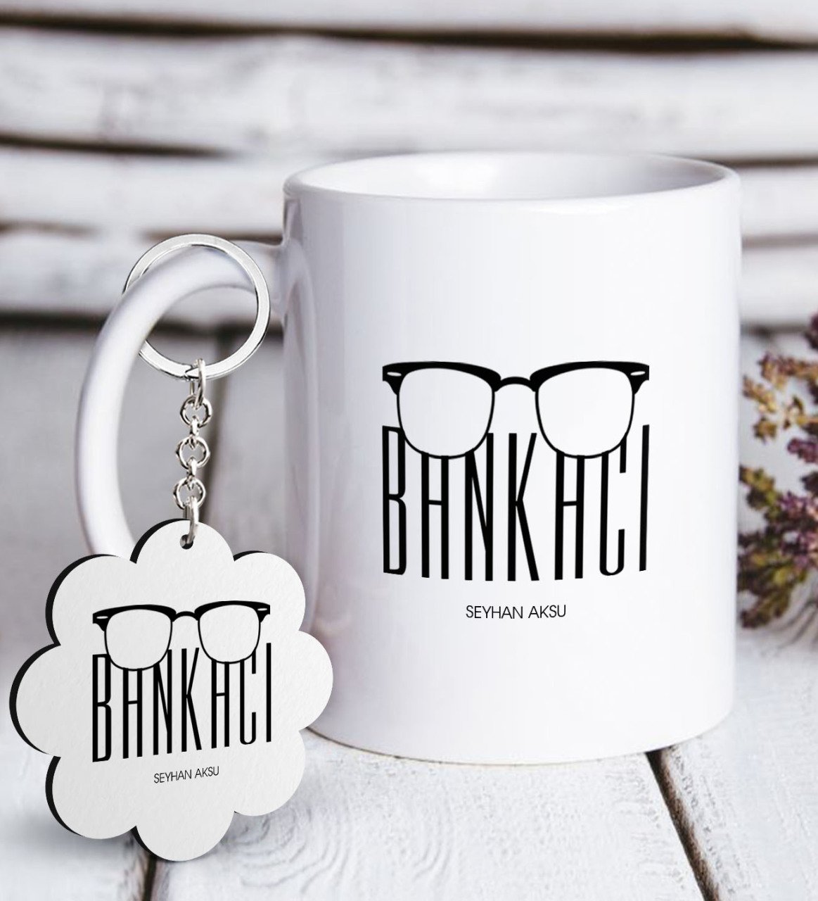 Kişiye Özel Mesleki Bankacı Beyaz Kupa ve Anahtarlık Hediye Seti-10