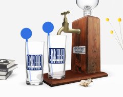 Kişiye Özel Renkli Baskılı Ankara Tasarımlı Turistik İkili Vodka Bardağı ve Ahşap Vodka Standı Hediye Seti-2