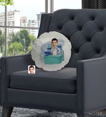 Kişiye Özel Erkek Eczacı Karikatürlü Yuvarlak Dekoratif Kırlent Yastık-4