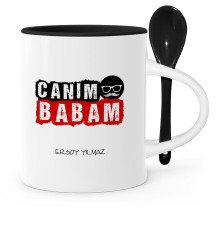 Babalar Gününe Özel Canım Babam Siyah Kaşıklı Kupa Bardak - 5