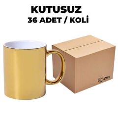 Kutusuz 1 Koli Sublimasyon Porselen Altın Metalik Kupa (36 Adet)