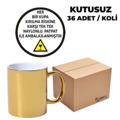 Kutusuz 1 Koli Sublimasyon Porselen Altın Metalik Kupa (36 Adet)