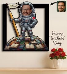 BK Gift Kişiye Özel Erkek Öğretmen Karikatürlü 3D Ahşap Tablo -24, Öğretmene Hediye, Öğretmenler Günü Hediyesi