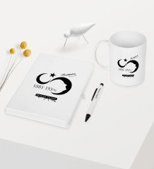 Kişiye Özel Atatürk Temalı Beyaz Defter Kalem Kupa Seti - 5