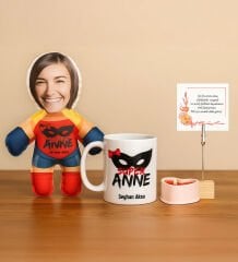BK Gift Kişiye Özel Bebek Yastık & Kupa & Mum & Notluk Kutulu Hediye Seti-2, Anneye Hediye, Anneler Günü Hediyesi