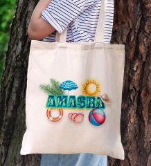 BK Gift Amasra Temalı Kanvas Bez Plaj Çantası Baskılı Omuz Çantası, Alışveriş Çantası, Arkadaşa Hediye