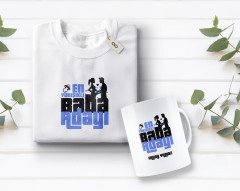 Kişiye Özel En Yakışıklı Baba Adayı Tasarımlı Beyaz Tişört ve Kupa Seti-2