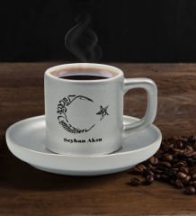 BK Gift Kişiye Özel Atatürk Kaligrafi Temalı Mat Gümüş Yaldız Renk Türk Kahvesi Fincanı-1, Ev Hediyesi, Doğum Günü Hediyesi, Ev Hediyesi