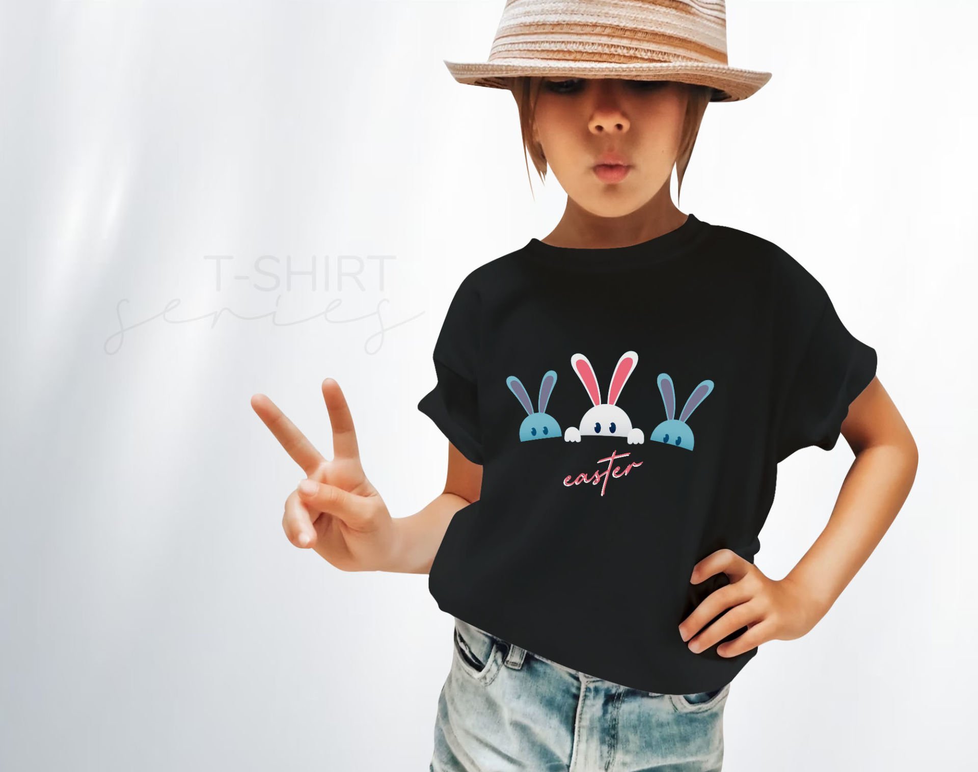 BK Gift Paskalya Tasarımlı Kız Çocuk Siyah T-shirt, Arkadaşa Hediye, Doğum Günü Hediyesi, Trend Tişört, Paskalya Bayramı-6