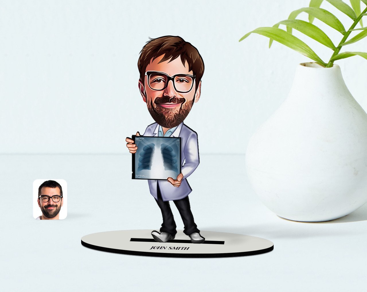 Kişiye Özel Bay Radyolojist Karikatür Ahşap Biblo - 1