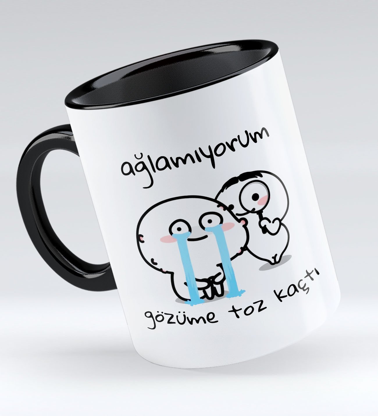 Bk Gift Gözüme Toz Kaçtı Tasarımlı Siyah Kupa Bardak - Model 1