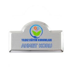Lüks Kubbeli Metal Yaka İsimliği (Gümüş)
