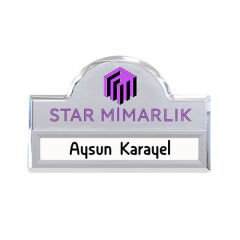 Lüks Kubbeli Sürgülü Metal Yaka İsimliği (gümüş)