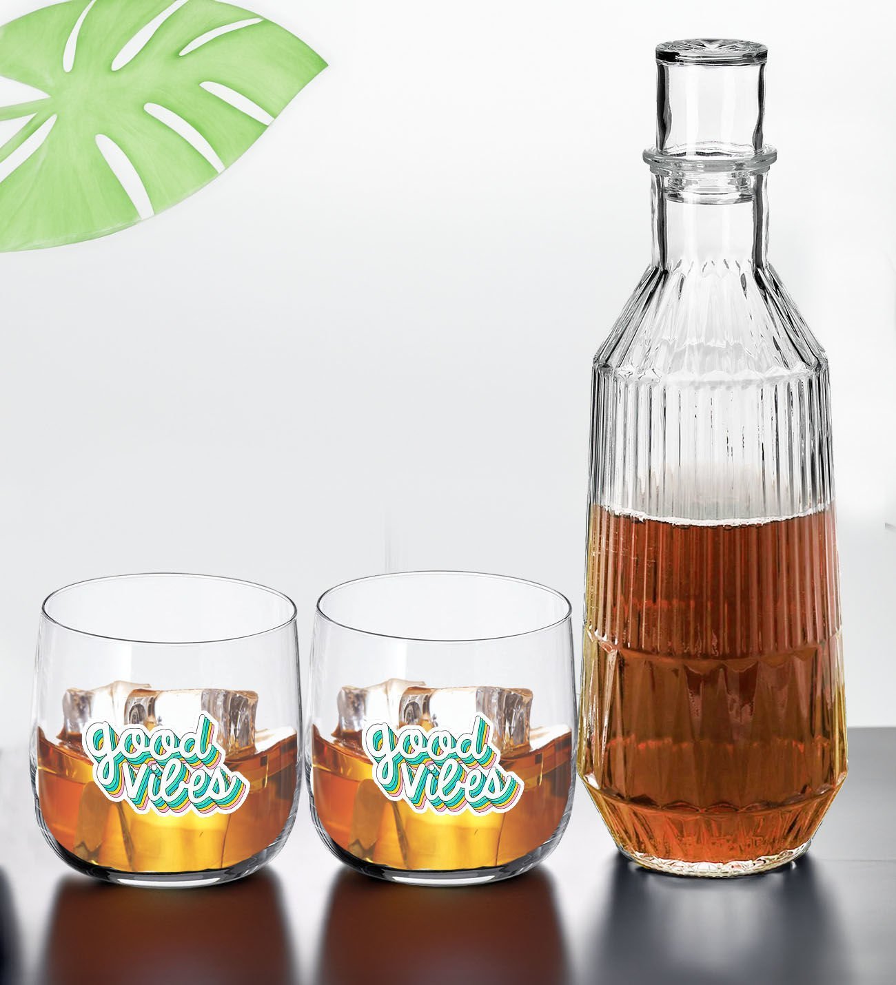 BK Gift DTF Motto Tasarımlı İkili Storsınt Viski Kadehi ve Karaf Seti-2, Arkadaşa Hediye, Sevgiliye Hediye