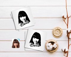 Kişiye Özel Kadın İsimli Silüet Tasarımlı 4'lü Ahşap Bardak Altlığı-1