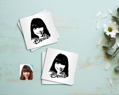 Kişiye Özel Kadın İsimli Silüet Tasarımlı 4'lü Ahşap Bardak Altlığı-1