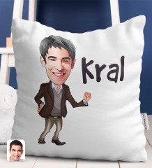 Kişiye Özel Erkek Kral Karikatürlü Beyaz Yastık-2