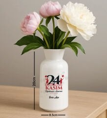 BK Gift Kişiye Özel Öğretmenler Günü Tasarımlı Seramik Vazo-18, Ev Hediyesi, Öğretmene Hediye