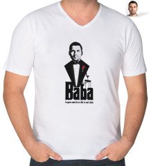 Kişiye Özel Godfather Silüet Tasarımlı V Yaka Tişört-3