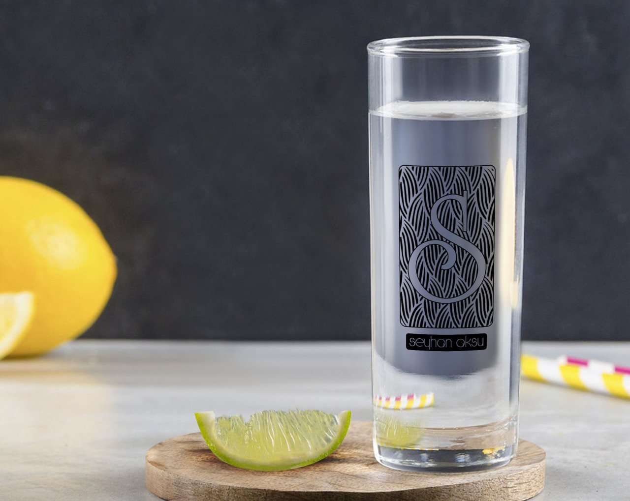 Kişiye Özel Renkli Baskılı İsimli Vodka Bardağı-20