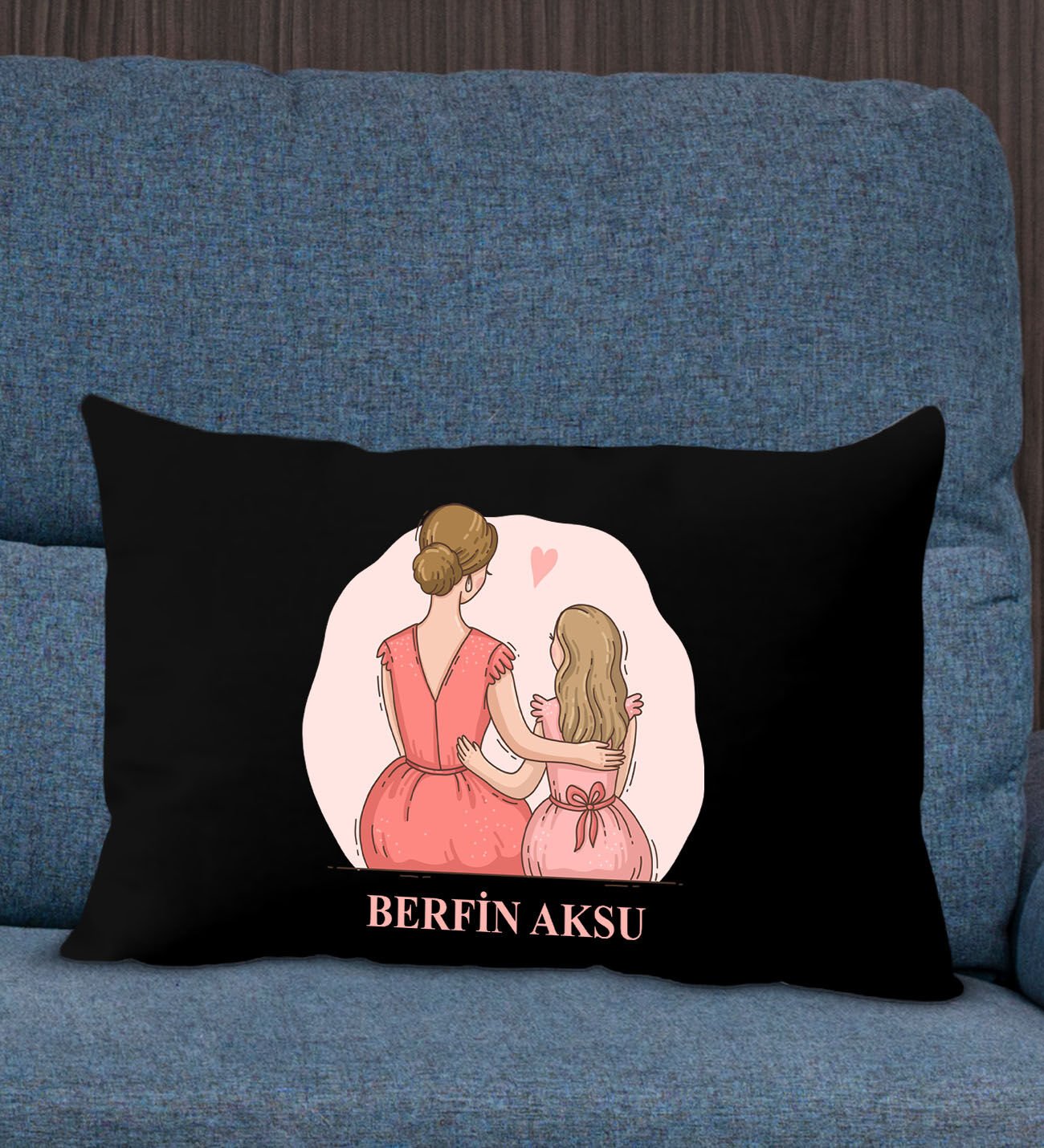 BK Gift Kişiye Özel İsimli Anneler Günü Tasarımlı Premium Kumaş Siyah Dikdörtgen Kırlent Yastık, Anneler Günü Hediyesi, Ev Dekorasyonu-5