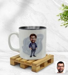Kişiye Özel Baba Karikatürlü İçi Siyah Renkli Kupa Bardak Model 2