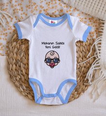 BK Kids Mekanın Sahibi Yeni Geldi Tasarımlı Mavi Bebek Body Zıbın-1
