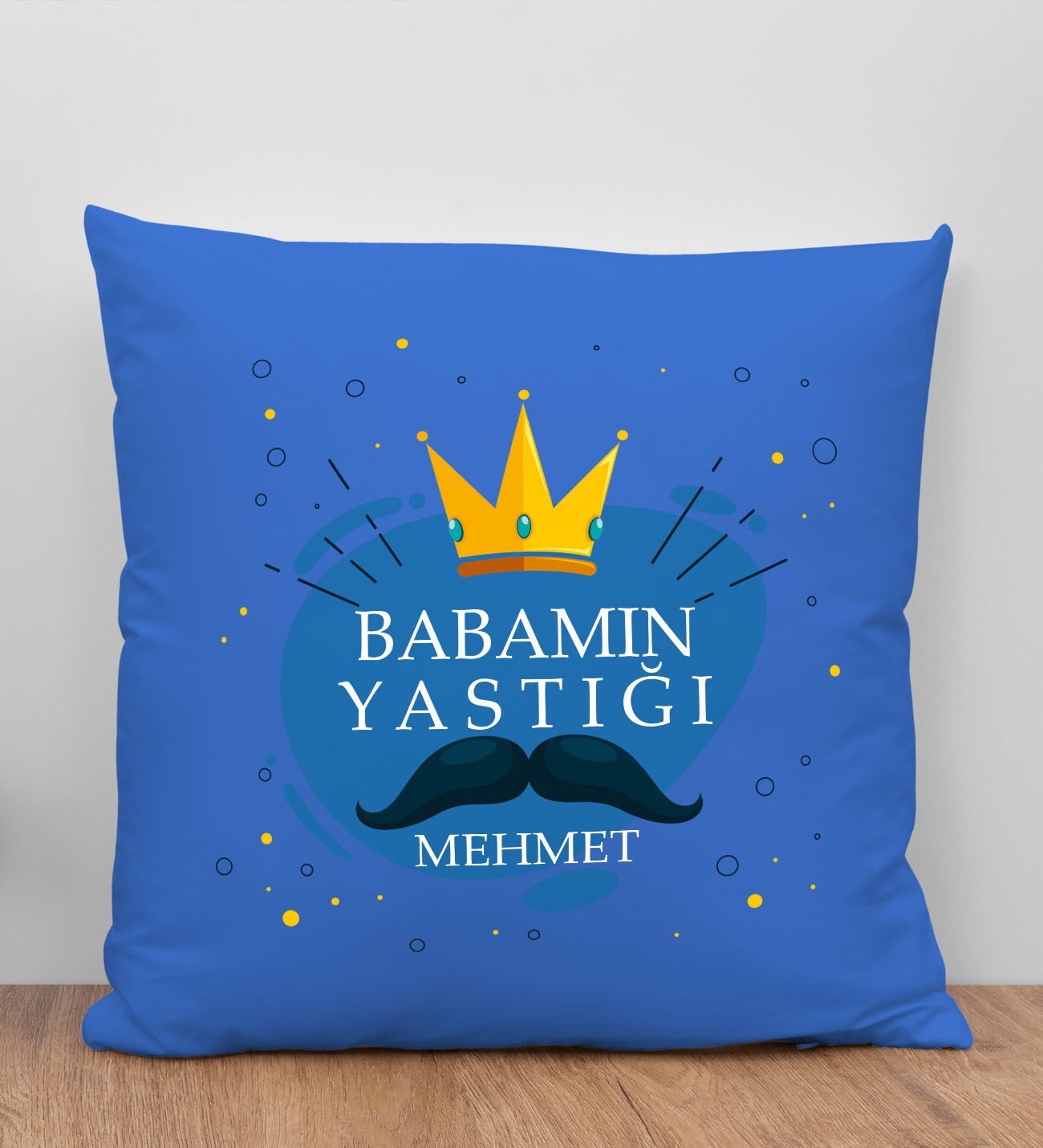 BK Gift Kişiye Özel İsimli Babalar Günü Tasarımlı Mavi Kırlent Yastık-2 Babaya Hediye, Ev Dekorasyonu, Babalar Günü Hediyesi