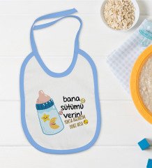 BK Kids Kişiye Özel Mavi Bebek Mama Önlüğü - Model 21